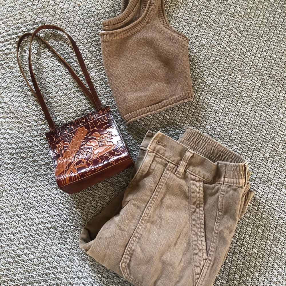 Brown Leather Duck Purse